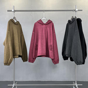 Sweat à capuche brodé personnalisé unisexe vintage sans ficelle en coton 450Gsm poids lourd éponge lavé à l'acide sweats à capuche pour hommes avec capuche pour hommes - Product Image 2