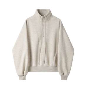 Custom logo Sweatshirt High Quality Women's Fashion Polyester Half Zipper Sports <b>Hoodies</b> Black Heavy <b>Fleece</b> <b>Hoodie</b> - Product Image 3