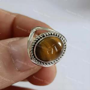 925 Sterling <b>Silver</b> Handmade Tigers Eye Boho <b>Ring</b> Women's Natural Oval <b>Silver</b> <b>Statement</b> <b>Ring</b> for Gift - Product Image 6