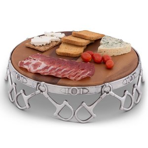 Planche à fromage ronde debout en bambou avec pieds en acier inoxydable pour servir la pizza, le fromage, la viande, le pain et les fruits - Product Image 3