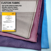 Tissu personnalisé en satin de soie 130 g/m² teint à la fleur, 100 % polyester, tissé recyclé GRS pour vêtements islamiques et musulmans