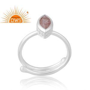 Última venta 925 anillo de piedras preciosas de cuarzo de fresa Natural de plata esterlina joyería personalizada para mujeres regalo para ella - Product Image 1