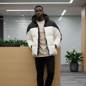 Veste bomber matelassée en coton sur mesure, vêtements décontractés d'hiver OEM, design personnalisé, fermeture éclair sur le devant, coupe ample, coupe-vent, imperméable pour homme - Product Image 2