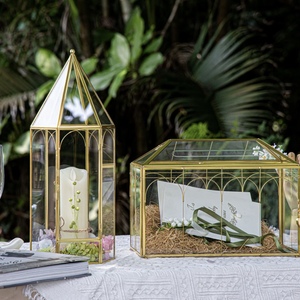 Modern Tabletop Decorations Brass and <b>Glass</b> Candle Pillar Holder <b>Terrarium</b> Jar for Home and Weddings Decor - Product Image 4