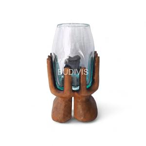 Vente en gros Mini bol en verre pour aquarium à une main Forme naturelle Verre en fusion Article décoratif pour la maison - Product Image 1