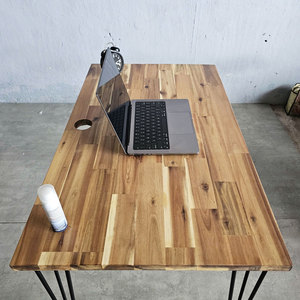 Hbwd034 Acacia Wood <b>Computer</b> <b>Desk</b> with 25mm Thick Top and Hairpin Iron Legs - Product Image 6