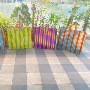 Sacs à provisions tissés à la main en plastique rayé tissé en nylon recyclé et PP fabriqués en Inde sacs de marché écologiques sacs en gros - Product Image 1