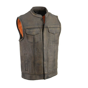Chaleco de cuero de invierno personalizado de alta calidad para hombre al por mayor, tela transpirable duradera, tendencia, decoración de botones de desgaste exterior para - Product Image 1