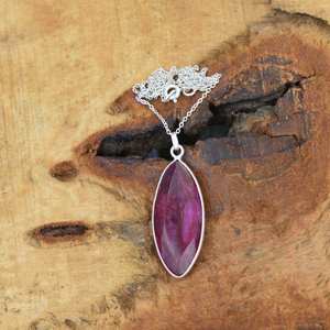 Red Ruby Sterling Silver Pendant Gemstone Jewelry 1.7 Inch Handmade Elegant <b>Gift</b> For Women - Product Image 2