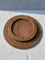 Lot de 5 assiettes de présentation jetables en rotin/forfaitaire, écologiques, style européen, personnalisables, pour décoration de table de mariage