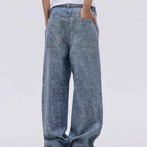 กางเกงผู้หญิงผ้าฝ้าย100% ระบายอากาศได้ดีพิมพ์ลายหินแบบมีสไตล์ใหม่กางเกงยีนส์ทรงโอเวอร์ไซส์มีสไตล์ - Product Image 1