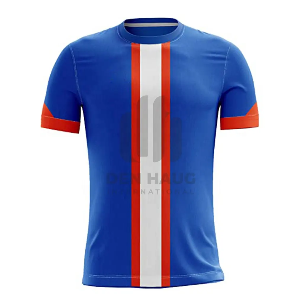Maglietta da calcio Vintage in poliestere maglietta da calcio con logo di design uniforme stampa maglietta da uomo stampata a sublimazione di DENHAUG INTL