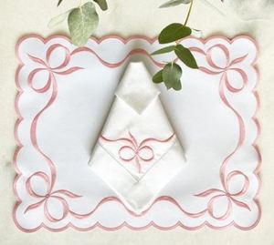 Servilletas de tela blanca de lino 100% bordadas con borde de medallón festoneado para decoración navideña del hogar bodas y regalos - Product Image 4