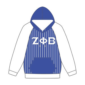 Zeta Phi Beta Bleu Corps Blanc Raglan Pinstripes Pull À Capuche Grec Sororité Vêtements Personnalisé Divine Neuf HBCU Vêtements - Product Image 5