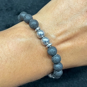 Hạt nham thạch với vòng đeo tay hạt bạc chữa lành đau nhức cơ thể, giảm đau khổ về cảm xúc và tinh thần, ý tưởng quà tặng - Product Image 4