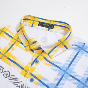 Aristino, camisa de Golf para hombre, 92% poliéster, 8% Spandex, paño de manga corta, elegante, informal, estampado, botón frontal, 200g, espalda - Product Image 2