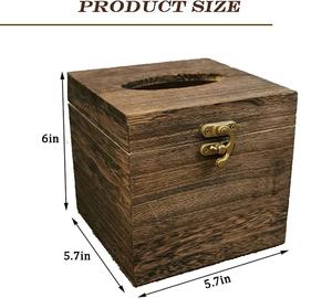 Wooden Tissue Box <b>Cover</b> Square with Hinged Lid Napkin Dispenser Suitable for Home Decoration Bedroom, <b>Dining</b> <b>Table</b> Office - Product Image 2