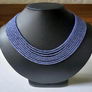 Collar de cuentas de piedras preciosas de tanzanita de 8 capas, collar de piedra Natural de calidad superior Rondelle facetado - Product Image 1