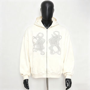 Sweat à capuche surdimensionné personnalisé bleu 3xl 4xl 500gsm avec fermeture éclair, impression par sublimation, sweat à capuche à épaules tombantes pour homme - Product Image 2