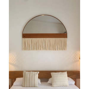 Espejo de Pared Decorativo Boho Moderno Hecho a Mano, Espejo de Macramé de Media Luna para Decoración Bohemia - Product Image 1