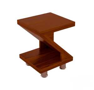 Table d'appoint contemporaine moderne géométrique en bois massif pieds métalliques Z-Design uniques pour la maison appartement chambre hôtel hôpital utilisation - Product Image 3