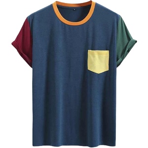 Men <b>Patchwork</b> Pocket T <b>Shirt</b> Oversized Color Block Tee Men Casual Cotton Pocket <b>Shirt</b> Men Streetwear Contrast Sleeve Tee Custom - Product Image 1