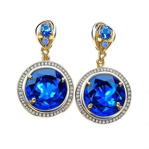 Pendientes colgantes de cristal de Color azul de lujo para mujer accesorio de moda de boda Chapado en plata - Product Image 2