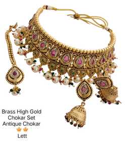 ENSEMBLE DE BIJOUX INDIENS TRADITIONNELS ET À LA MODE EN CUIVRE ENSEMBLE DE BIJOUX DE MARIAGE POUR FEMMES BOUCLES D'OREILLES ET COLLIER - Product Image 2