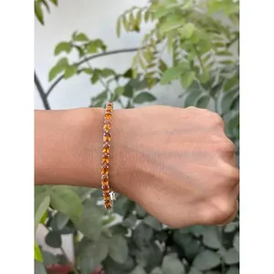 สร้อยข้อมือเทนนิสทรงวงรีเงินแท้ 925 ประดับซิทริน เครื่องประดับแฟชั่น - Product Image 2