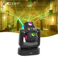 Projecteur de scène à tête mobile LED laser à double faisceau stroboscopique avec contrôle RGB DMX512/activation sonore, indice de protection IP33, idéal pour les soirées en boîte de nuit et bars