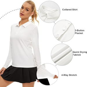 Camisa Casual de Manga Larga para Mujer, Diseño Liso con Insignia, Tejido de Alta Calidad de Secado Rápido, 100% Poliéster, Suave y Transpirable para Exteriores - Product Image 2
