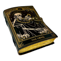 Livre de sorts en cuir relié Journal Deckle Bord Papier Grimoire Journal Diable Cahier Spirale Gothique Antique Vintage Livre