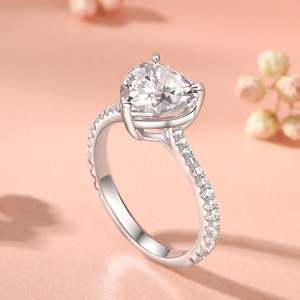 Bague de fiançailles Jeulia en argent sterling plaqué or rose, coupe cœur - Product Image 6