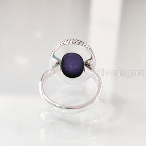 Anillo de Plata de Ley 925 para Mujer con Gema de Charoita Natural, Banda Sencilla, Regalo de Aniversario, Navidad, Boda, Joyería de Declaración - Product Image 5