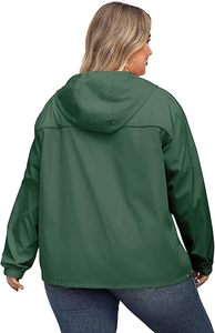Chaqueta Cortavientos con Capucha de Lona Verde Sólida, Unisex, Talla Grande, Cierre Frontal con Cremallera, Impermeable, Transpirable, Estilo Urbano, Verano - Product Image 4