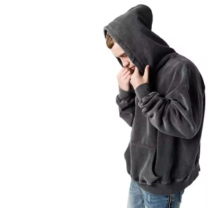 Sweat-shirts à capuche pour hommes, style uni, hiver, imprimé délavé à l'acide, haute qualité, personnalisable, OEM, polaire, 100% coton, surdimensionné, respirant - Product Image 4