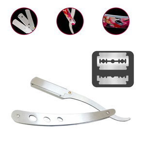 Maquinilla de afeitar recta profesional ANAAIF para hombres y mujeres, afeitadora de hoja de seguridad de acero inoxidable para corte de pelo de salón y depilación corporal - Product Image 5