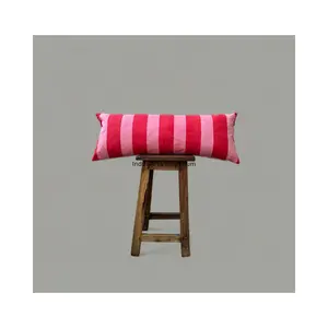 Roze En Rode Streep Katoenen Kussensloop Lumbale Blok Bedrukt Decoratieve Kussensloop Shams Euro Sham Kussensloop