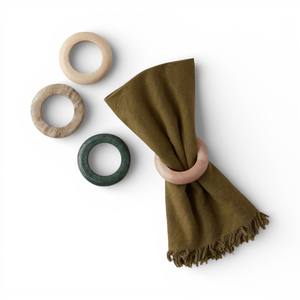 Anillos de Servilleta Cuadrados de Piedra Travertino con Textura Porosa Natural para Decoración de Mesa Rústica Moderna, Únicos - Product Image 2