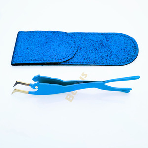 Juego de pinzas para pestañas con purpurina azul Premium, puntas con bordes dorados en forma de leopardo, herramientas de acero inoxidable para extensiones de pestañas volumétricas - Product Image 1
