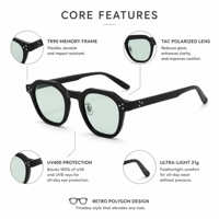 Lunettes de soleil rétro style américain, monture intégrale TR90, verres polarisés TAC, style punk polygonal, protection UV400, unisexe, tendance streetwear