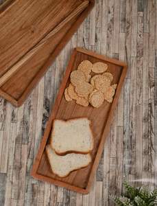 Plateaux en bois d'acacia rectangulaires pour la décoration intérieure Plateau de service pour aliments légumes fruits charcuterie apéritif - Product Image 4