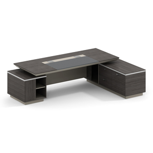 UrbaN CEO <b>Office</b> Desk L Shaped <b>Drawer</b> System Extendable Wooden Panel Customizable Villa Fast Installation New Design Executive - Product Image 2