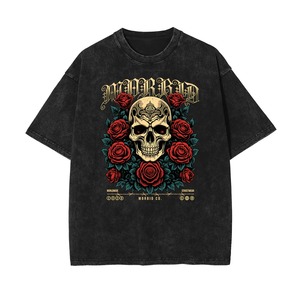 Oversized T-<b>Shirt</b> with Vintage <b>Skull</b> Design Heavyweight Cotton Streetwear Tee for Casual Hip-Hop Fashion and Custom Printing - Product Image 6