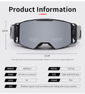 แว่นตาขี่มอเตอร์ไซค์ Jiepolly Custom Oem Uv400 สำหรับติดหมวกกันน็อค, แว่นตาป้องกันรังสียูวี กันฝุ่น กันลม สำหรับรถเอทีวี รถวิบาก สำหรับเยาวชนและผู้ชาย - Product Image 4
