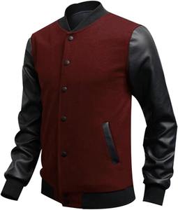 Veste bomber en cuir et laine sur mesure OEM, unisexe, vente en gros directe d'usine, style rétro printemps, mode universitaire - Product Image 5