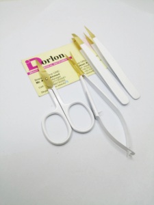 แหนบคิ้วสแตนเลสปลายแหลมเคลือบสีขาวปลายกรรไกรตัดคิ้วและขนสีขาว - Product Image 2