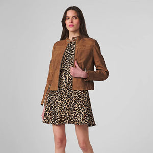 Veste en cuir ganuine en peau de mouton suédé au design élégant pour femme Veste en cuir de printemps à la mode de style bombardier pour femmes personnalisée - Product Image 6