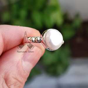 Handmade 925 Sterling <b>Silver</b> Freshwater Pearl <b>Statement</b> Women's <b>Ring</b> for Birthday Anniversary Christmas Valentine's Day Gift - Product Image 2