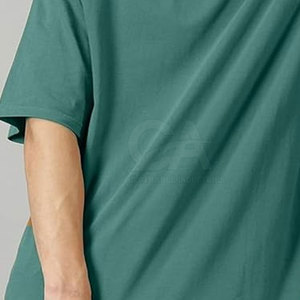 T-shirt à manches courtes d'été sur mesure 100% coton tissu surdimensionné T-shirt à épaules tombantes - Product Image 5